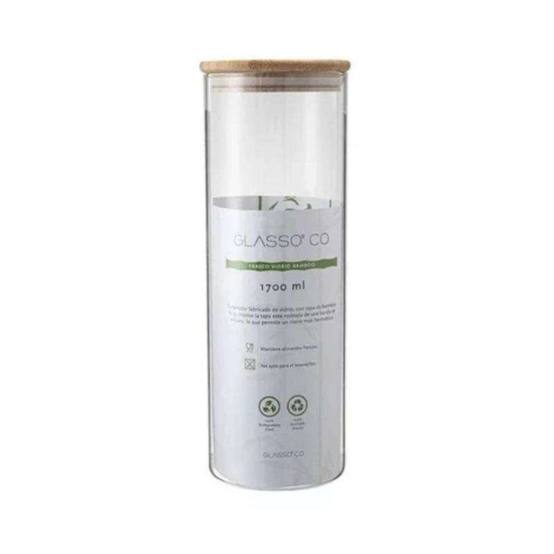 GLASSO - CONTENEDOR CON TAPA BAMBOO 1700 ML ECO GLASSO