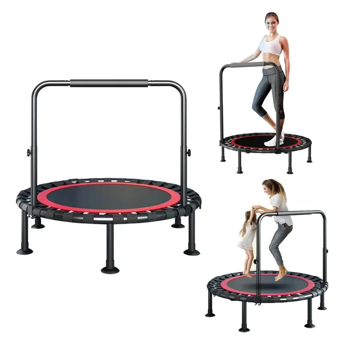 KOKILA - Trampolín Rebounder 40 Plegable con Manillar-Fitness y Cardio