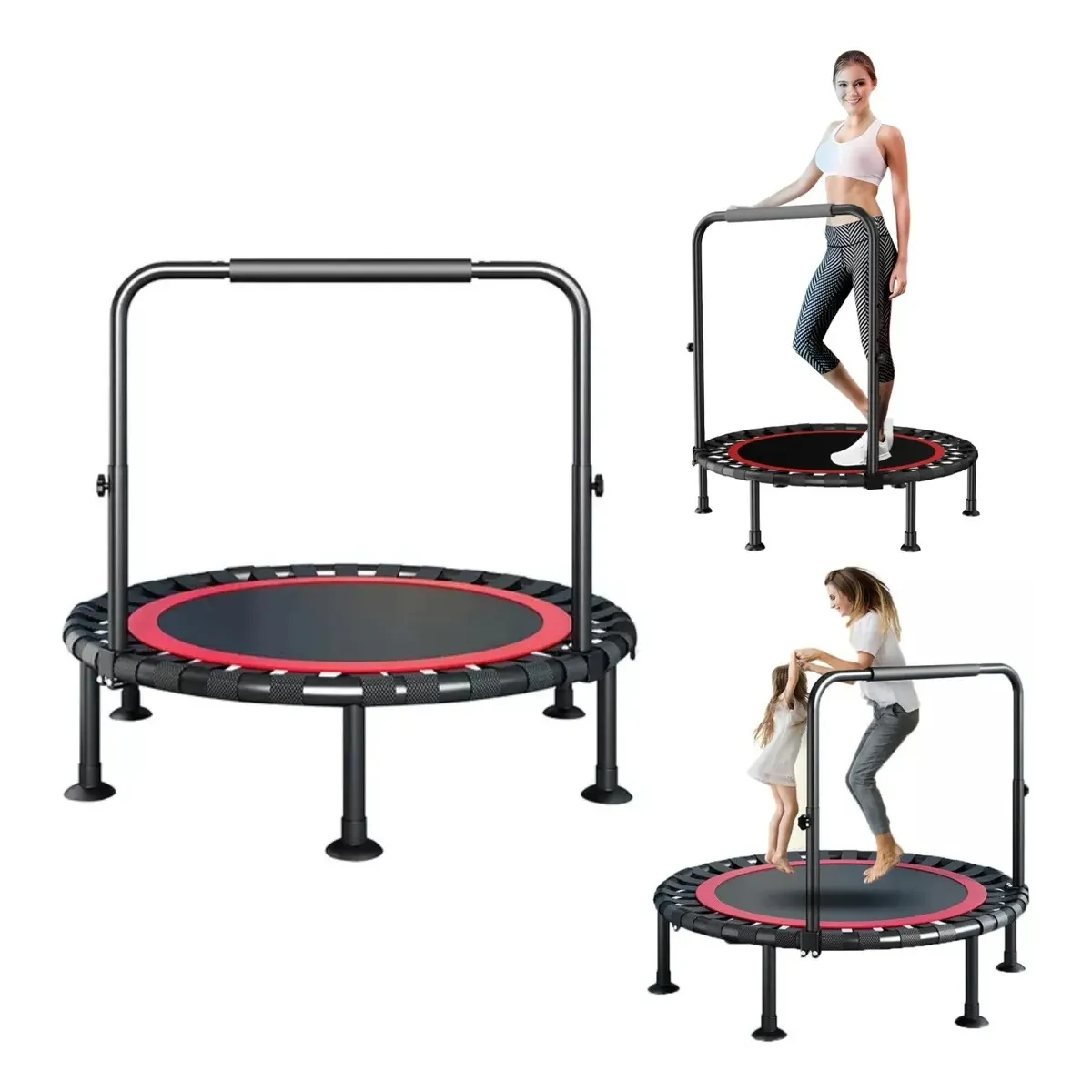 KOKILA - Trampolín Rebounder 40 Plegable con Manillar-Fitness y Cardio