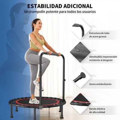 Imagen 2 del producto Trampolin Fitness 100cm Plegable Silencioso con Barra Pro