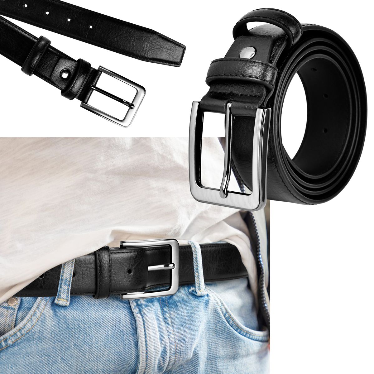 KOKILA - Cinturón Hombre Cuero De Vacuno Tamaño Ajustable Cinturones