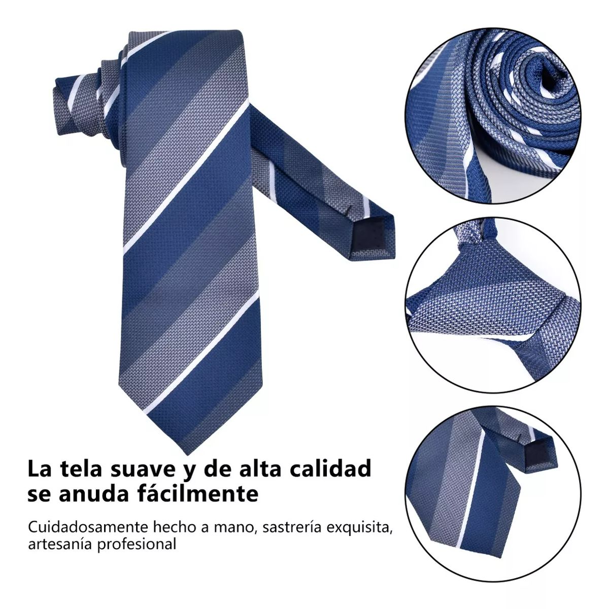 KOKILA - Set CorbataPañueloCorbatínGemelosClip Hombre Caja Regalo