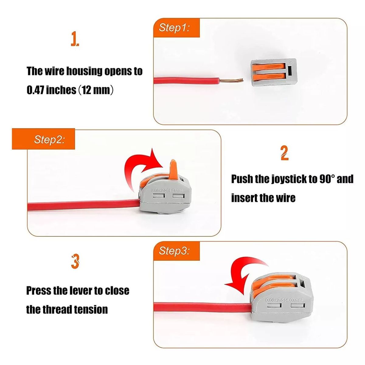 KUANGYE - Set 100 Conectores Eléctrico Rápido Tipo Wago 2 Entradas