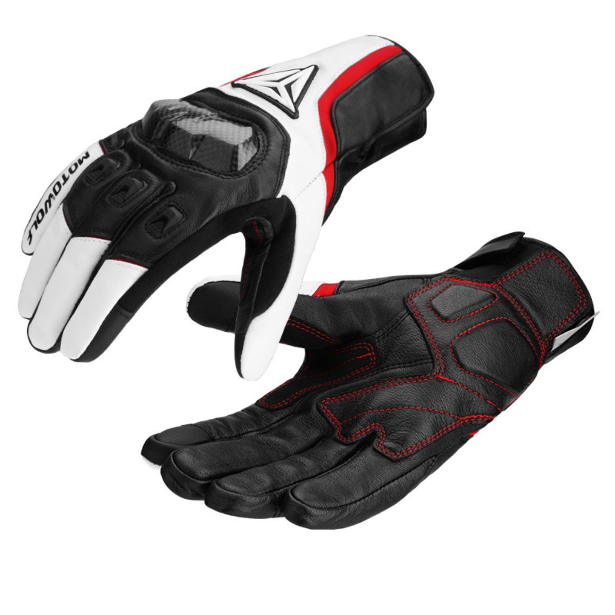 MOTOWOLF - Guantes de Cuero Cálidos Para Motociclismo en Invierno Motowolf 0305B