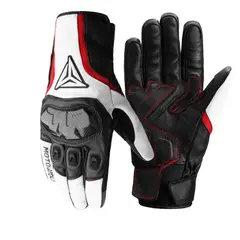 MOTOWOLF - Guantes de Moto en Cuero Cálidos Para Invierno 0305B
