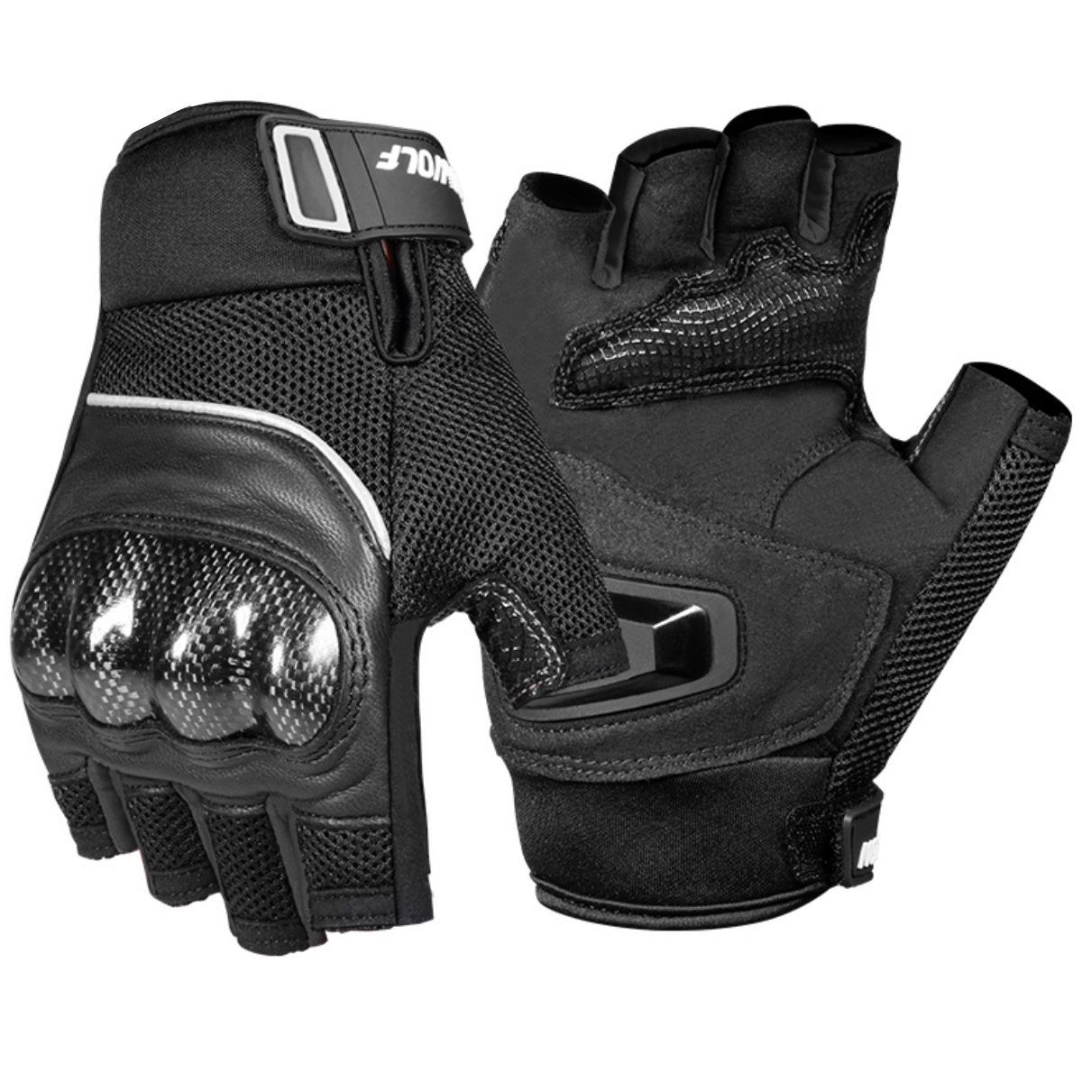 MOTOWOLF - Guantes Negros Deportivos Abiertos Para Verano Motowolf 0327