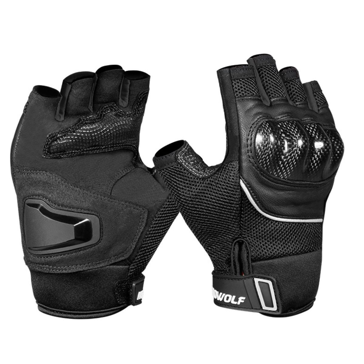 MOTOWOLF - Guantes Negros Deportivos Abiertos Para Verano Motowolf 0327