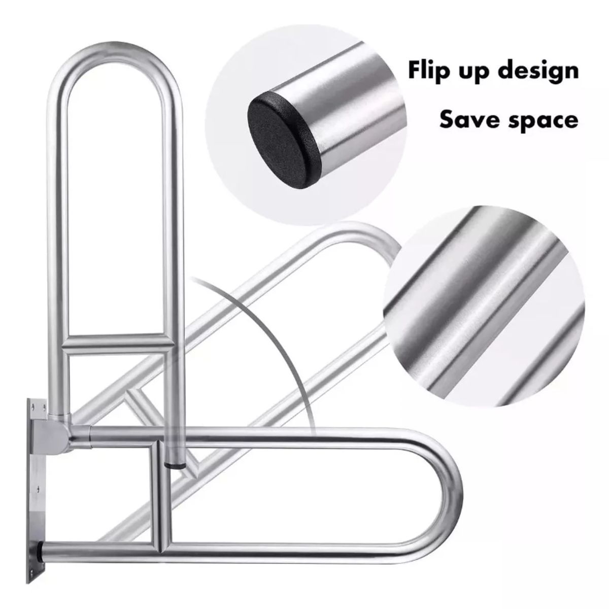 GENERICO - Barra De Seguridad Pasamano Abatible Para Minusvalidos 60 Cm