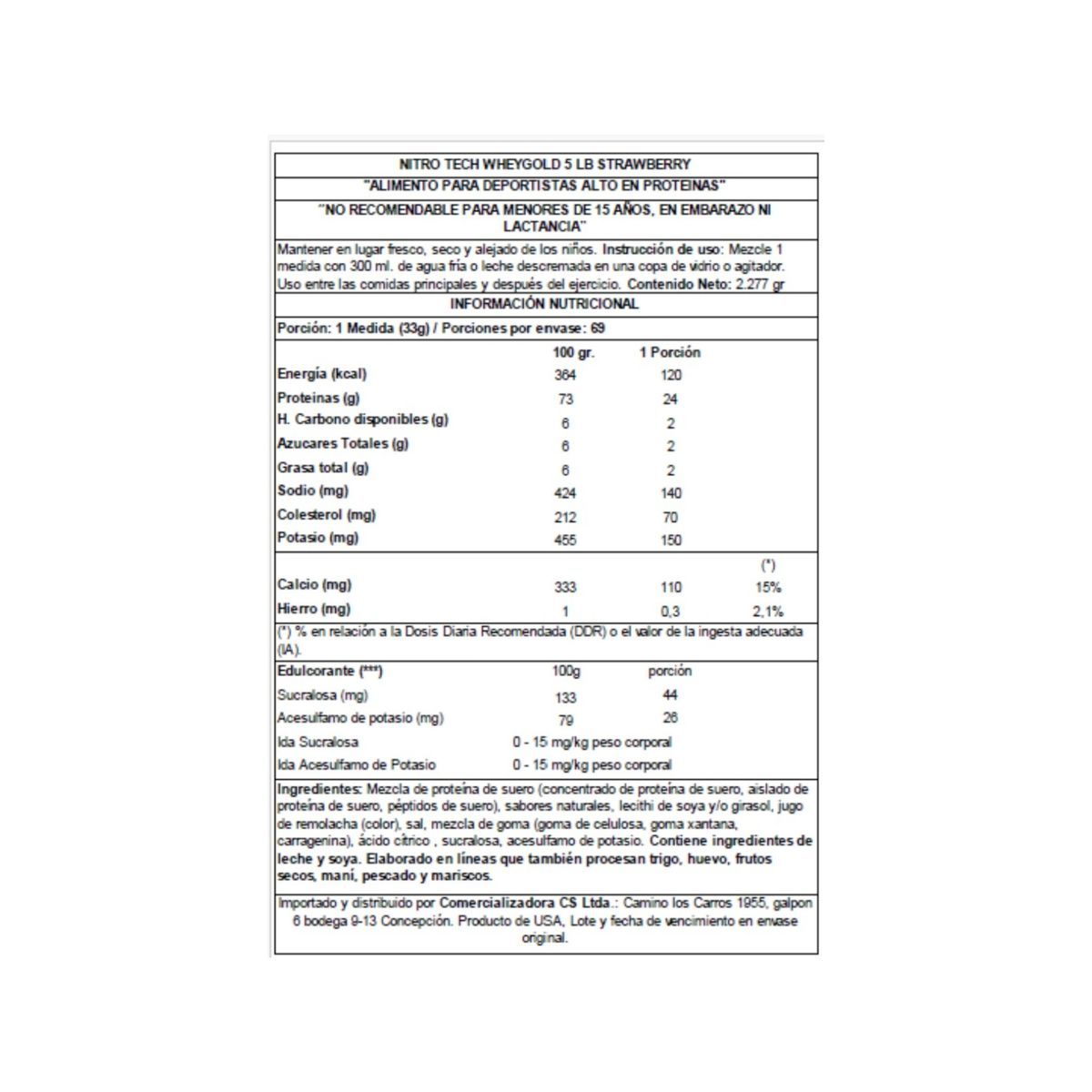 MUSCLETECH - Nitro Tech 100% Whey Gold - 5 LIBRAS - Frutilla - MUSCLETECH