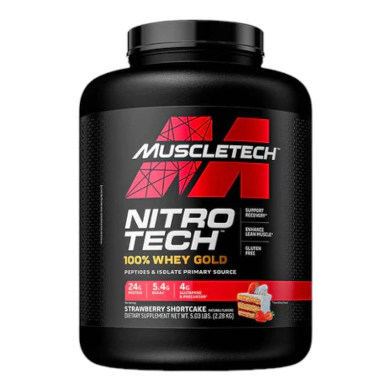 MUSCLETECH - Nitro Tech 100% Whey Gold - 5 LIBRAS - Frutilla - MUSCLETECH