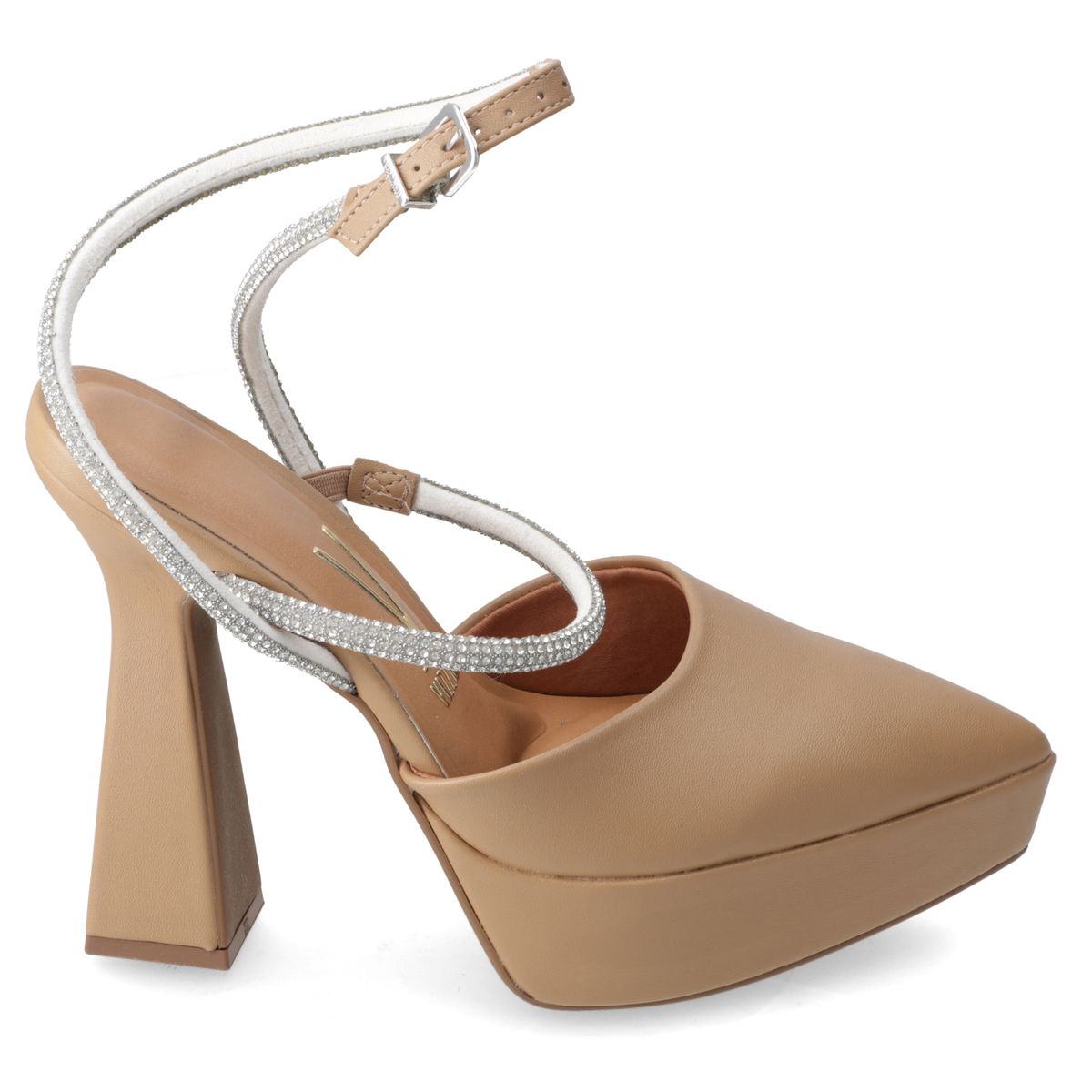 VIZZANO - Zapato Mujer Taco Ancho Beige Brillos Vizzano