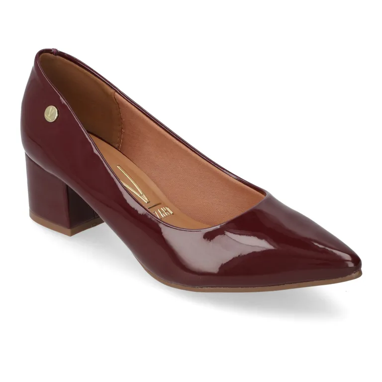 Zapato Mujer Taco Cuadrado Vino