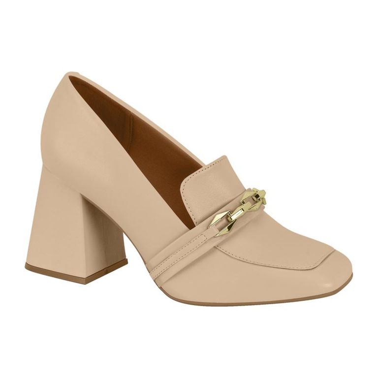 Zapato Mujer Taco Cuadrado Beige