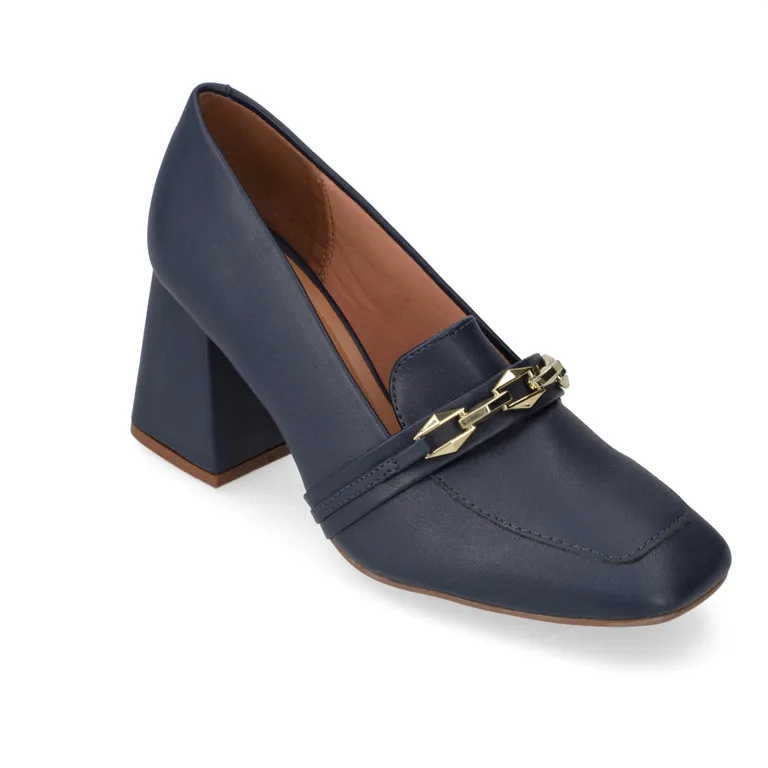 Zapato Taco Cuadrado EcoCuero Azul