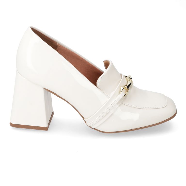 Zapato Mujer Taco Cuadrado Blanco