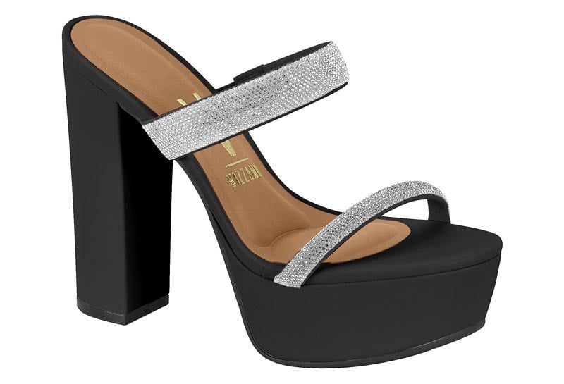 Sandalia Taco Plataforma EcoCuero Negro