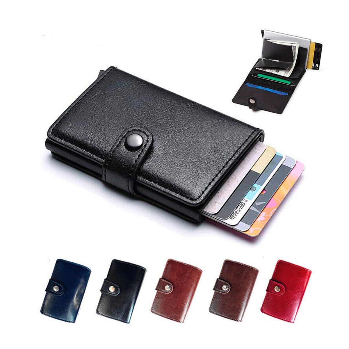 GENERICO - Billetera anti clonación eco cuero con tarjetero automatico