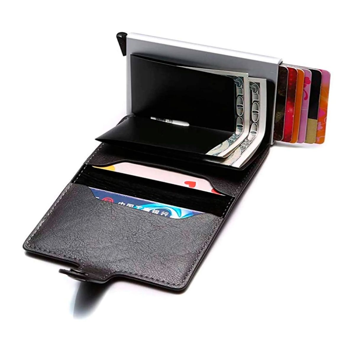 GENERICO - Billetera anti clonación eco cuero con tarjetero automatico