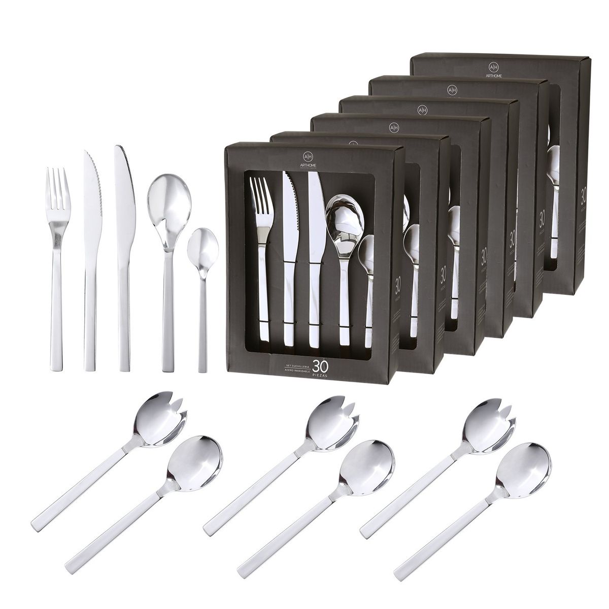 ARTHOME - Set Cuchilleria Arthome 186 Piezas Acero Inoxidable CUC24