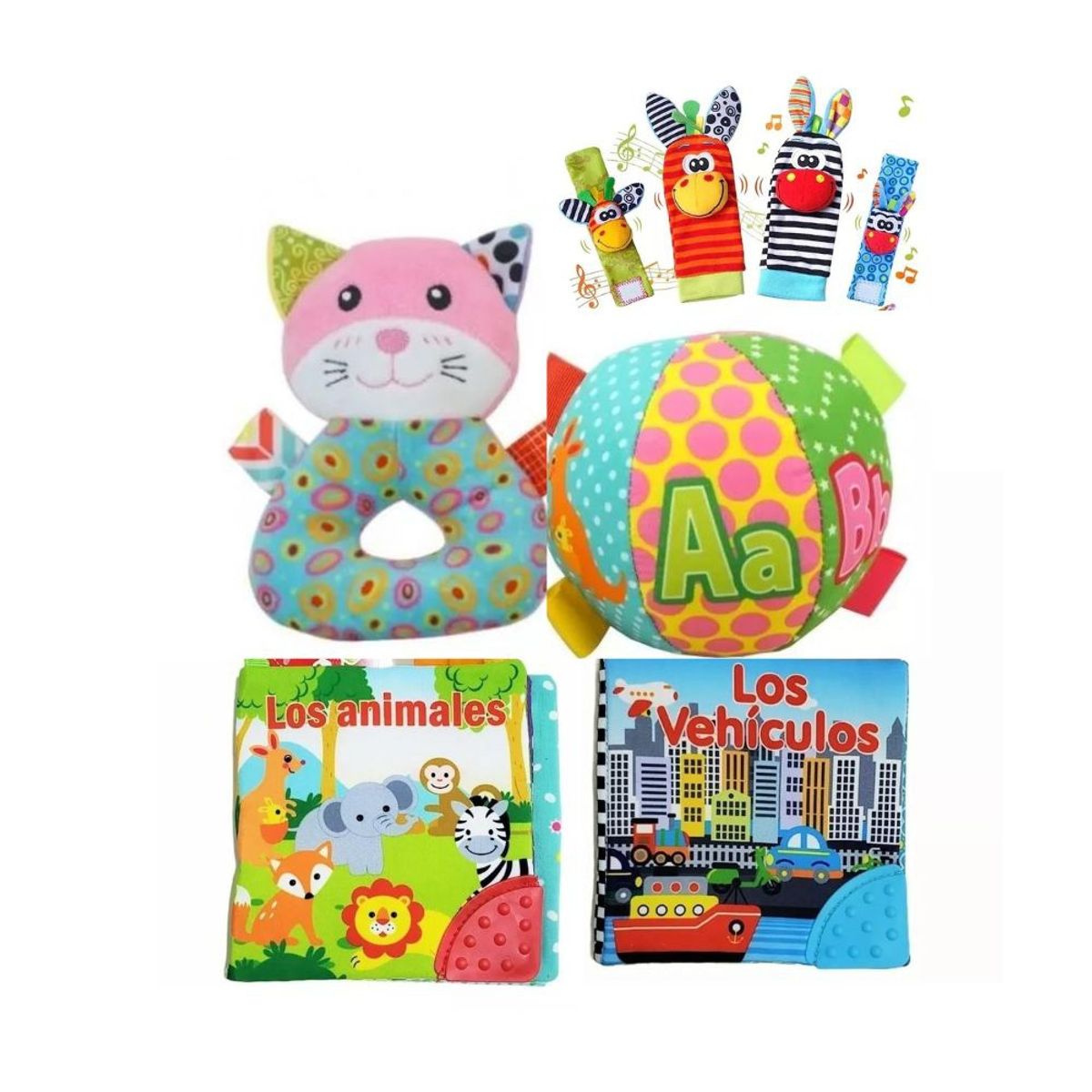 GENERICO - PACK SENSORIAL ESTIMULACION JUGUETE DE BEBE - DISEÑO GATITO