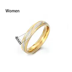 GENERICO - Anillo Titanio Pareja Compromiso Dama Dorado Plateado Mujer 4mm