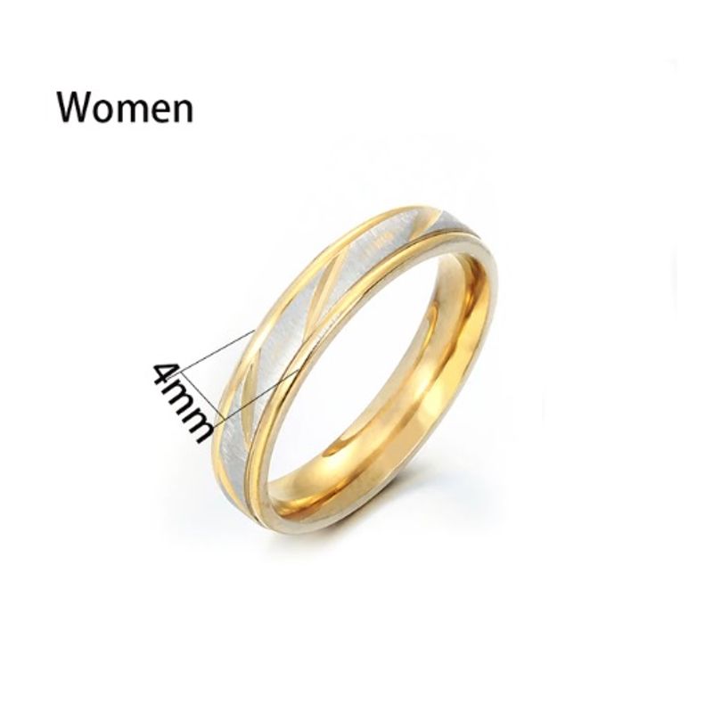 GENERICO - Anillo Titanio Pareja Compromiso Dama Dorado Plateado Mujer 4mm