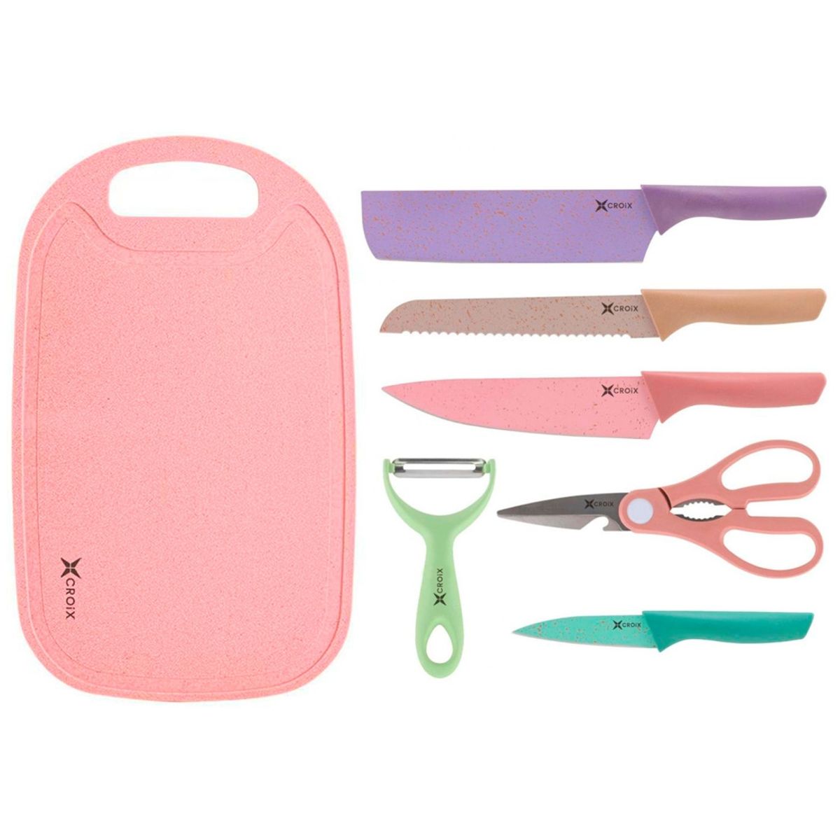 CROIX - Set Cuchillos de Cocina Croix 7 Piezas Tabla Tijera Pelador