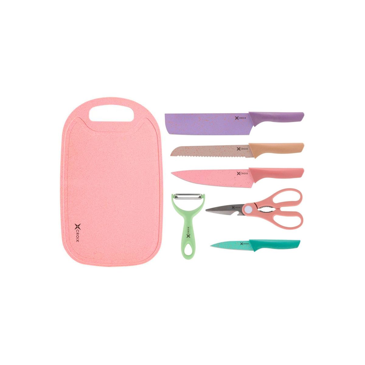 CROIX - Set Cuchillos de Cocina Croix 7 Piezas Tabla Tijera Pelador
