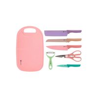 Set Cuchillos de Cocina 7 Piezas Tabla Tijera Pelador
