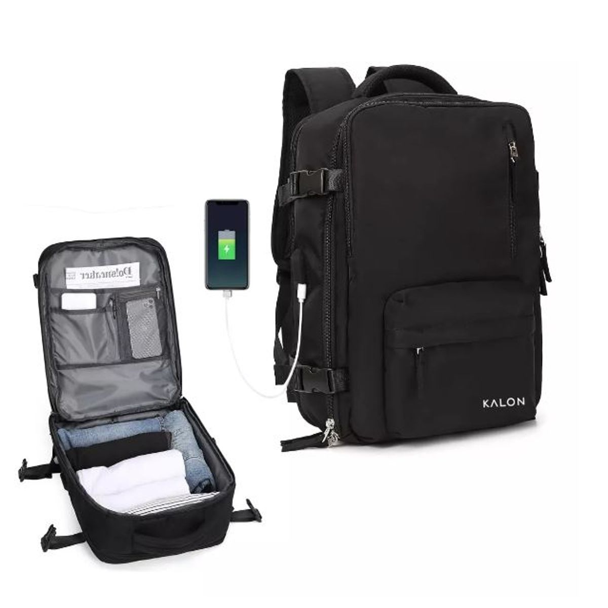 GENERICO - Mochila De Senderismo Impermeable De Viaje Grande Negro