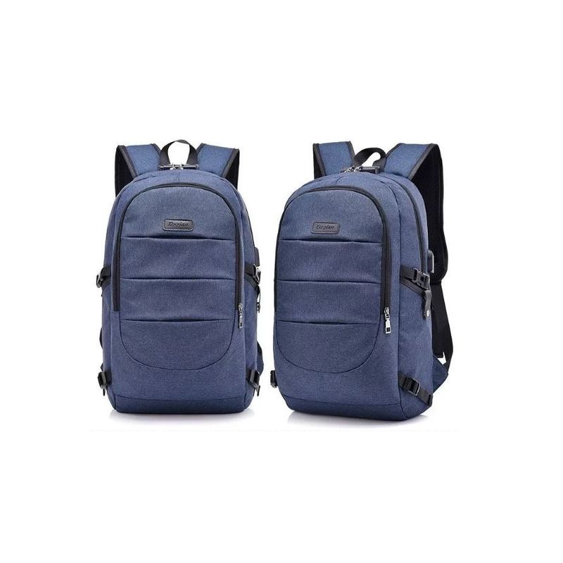 GENERICO - Mochila Notebook De Gran Capacidad Con Cargador Usb Azul