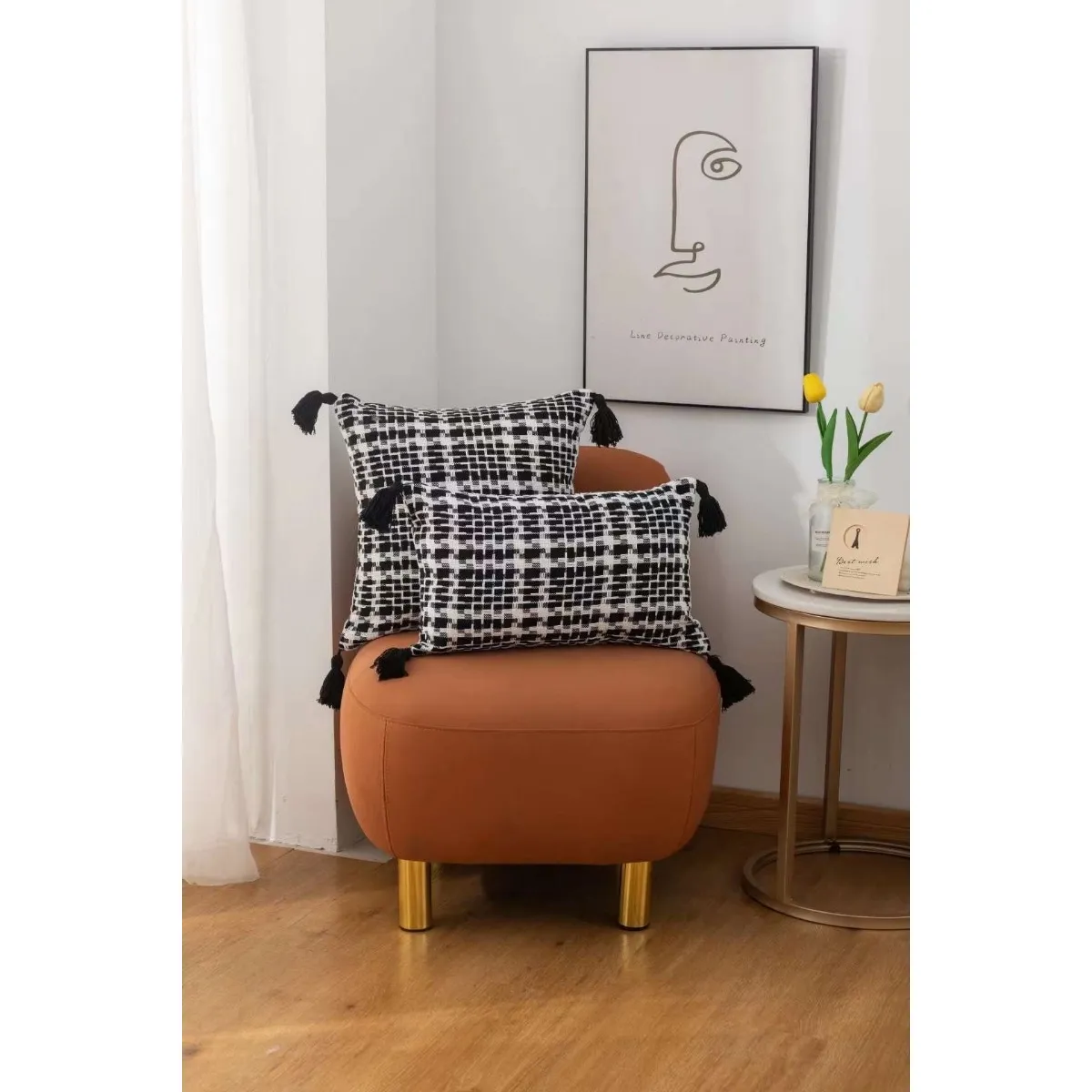 GENERICO - Funda Decorativa De Cojin Con Detalles Tejidos Croche Negro