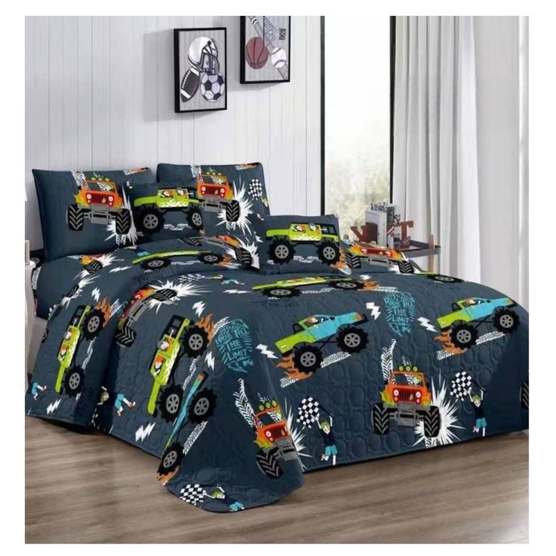 COMPRAPO - Cubrecama Quilt Infantil Liviano 1.5 Pza. Mod. Big Truck + Funda 50x70