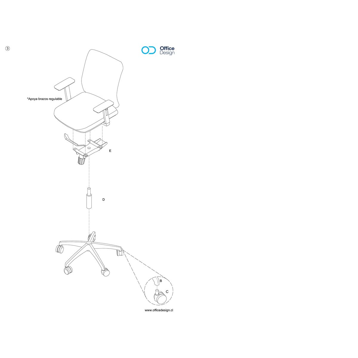 GENERICO - Silla Up con apoya brazos regulable - Blanco