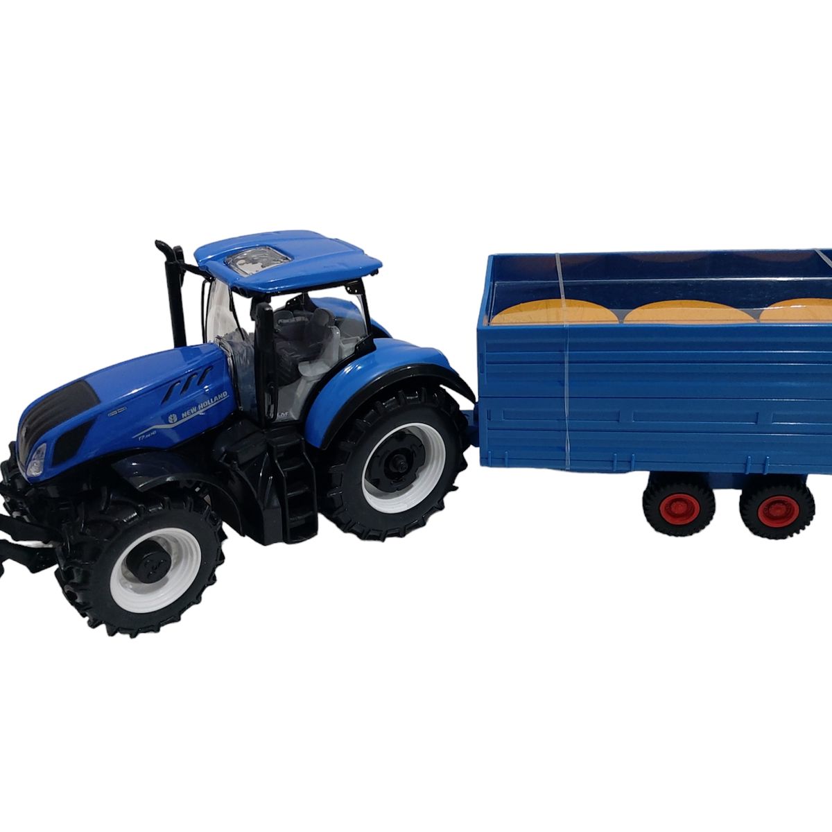 BBURAGO - Tractor a escala 1.32 azul New Holland con Coloso