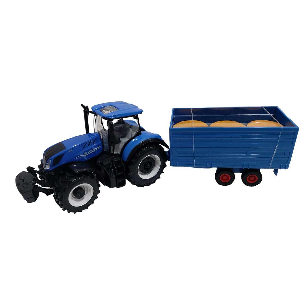 BBURAGO - Tractor a escala 1.32 azul New Holland con Coloso