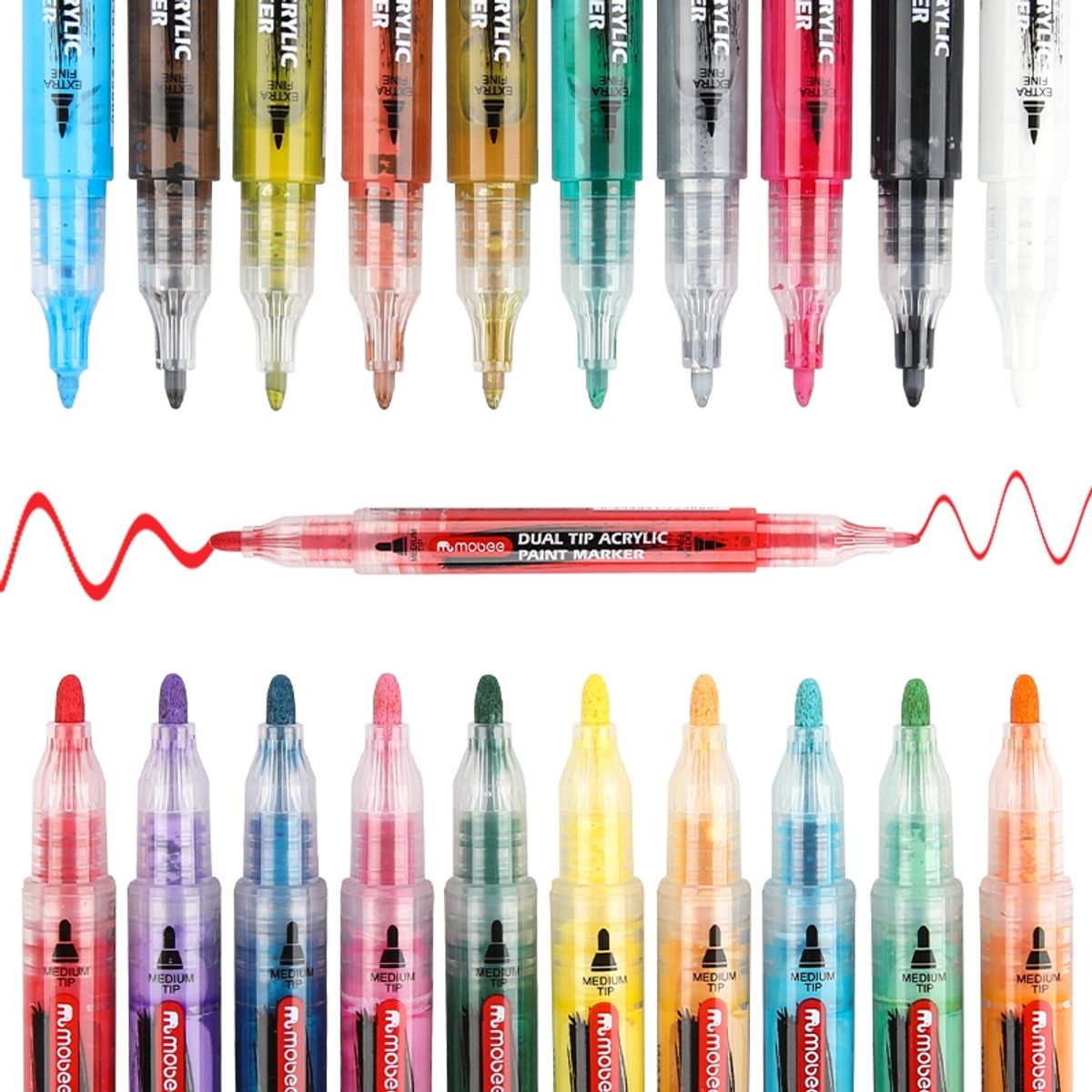 GENERICO - Marcadores Acrílicos Doble Punta Lápices 20 Color Tipo Posca