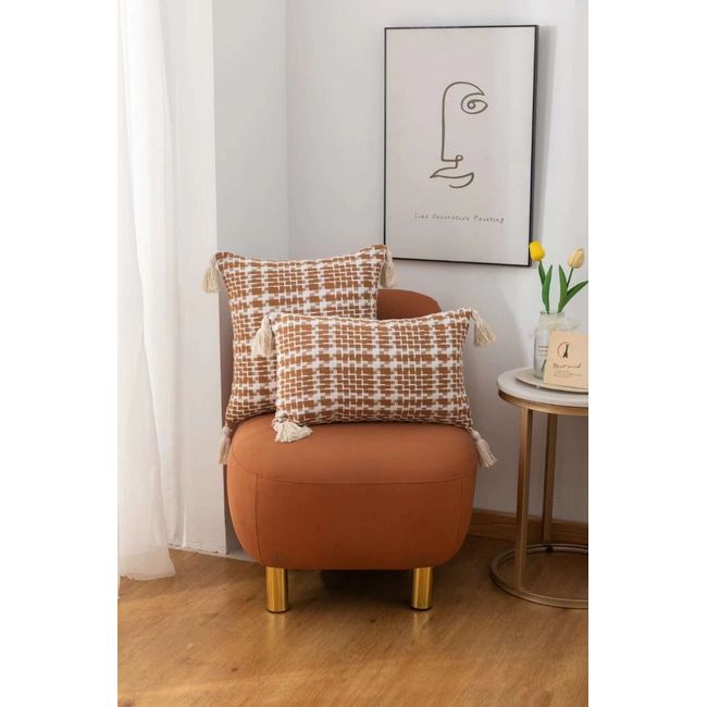 GENERICO - Funda Decorativa De Cojin Con Detalles Tejidos Croche Cafe