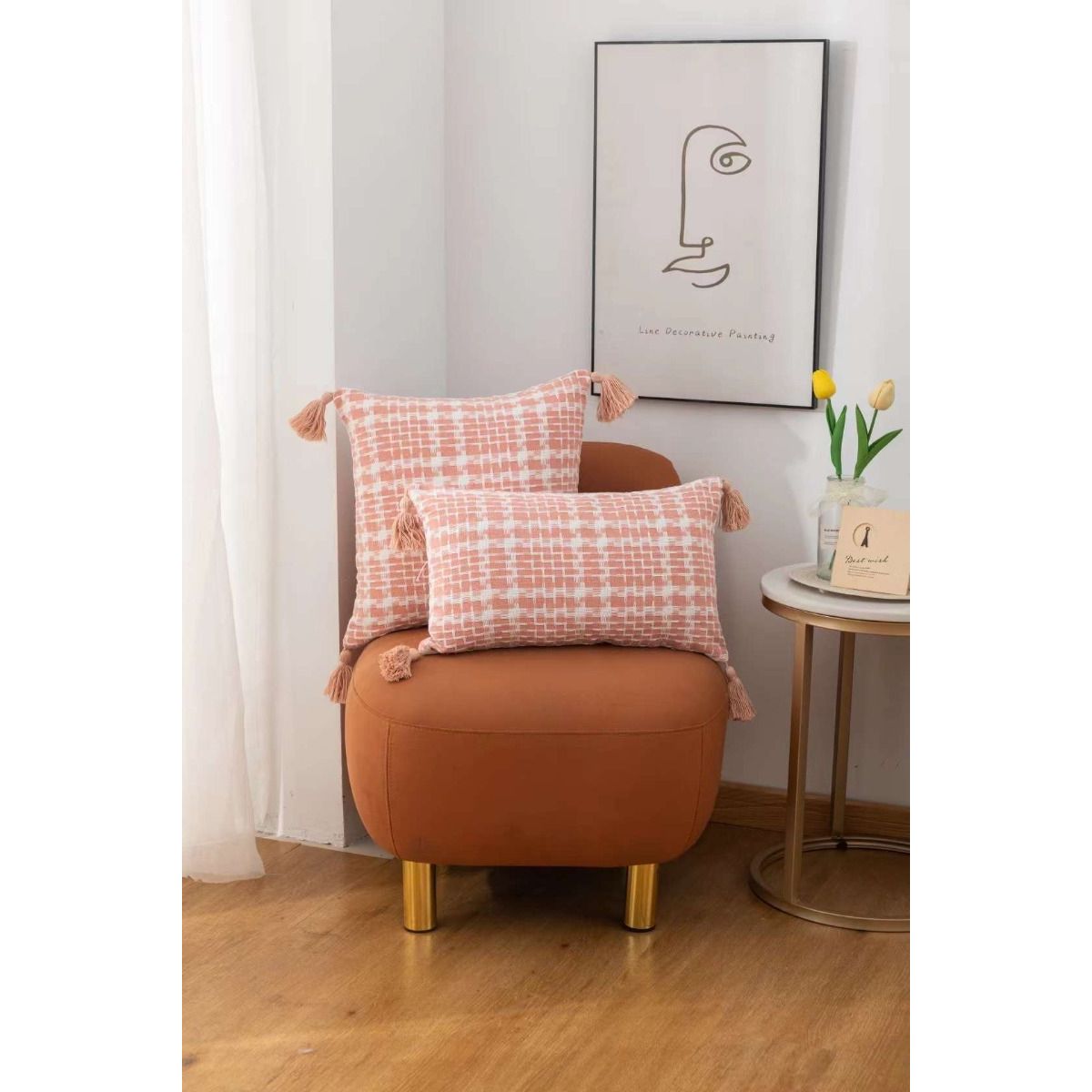 GENERICO - Funda Decorativa De Cojin Con Detalles Tejidos Croche Rosa
