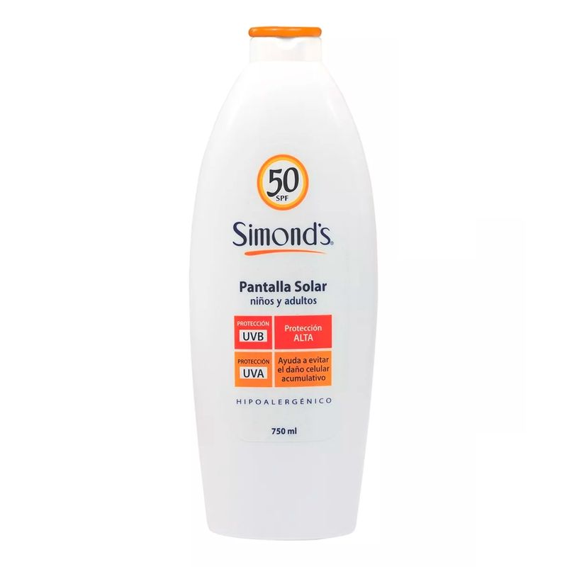 SIMONDS - Protector Solar Niños Y Adultos Hipoalergenico Spf 50 750ml simonds