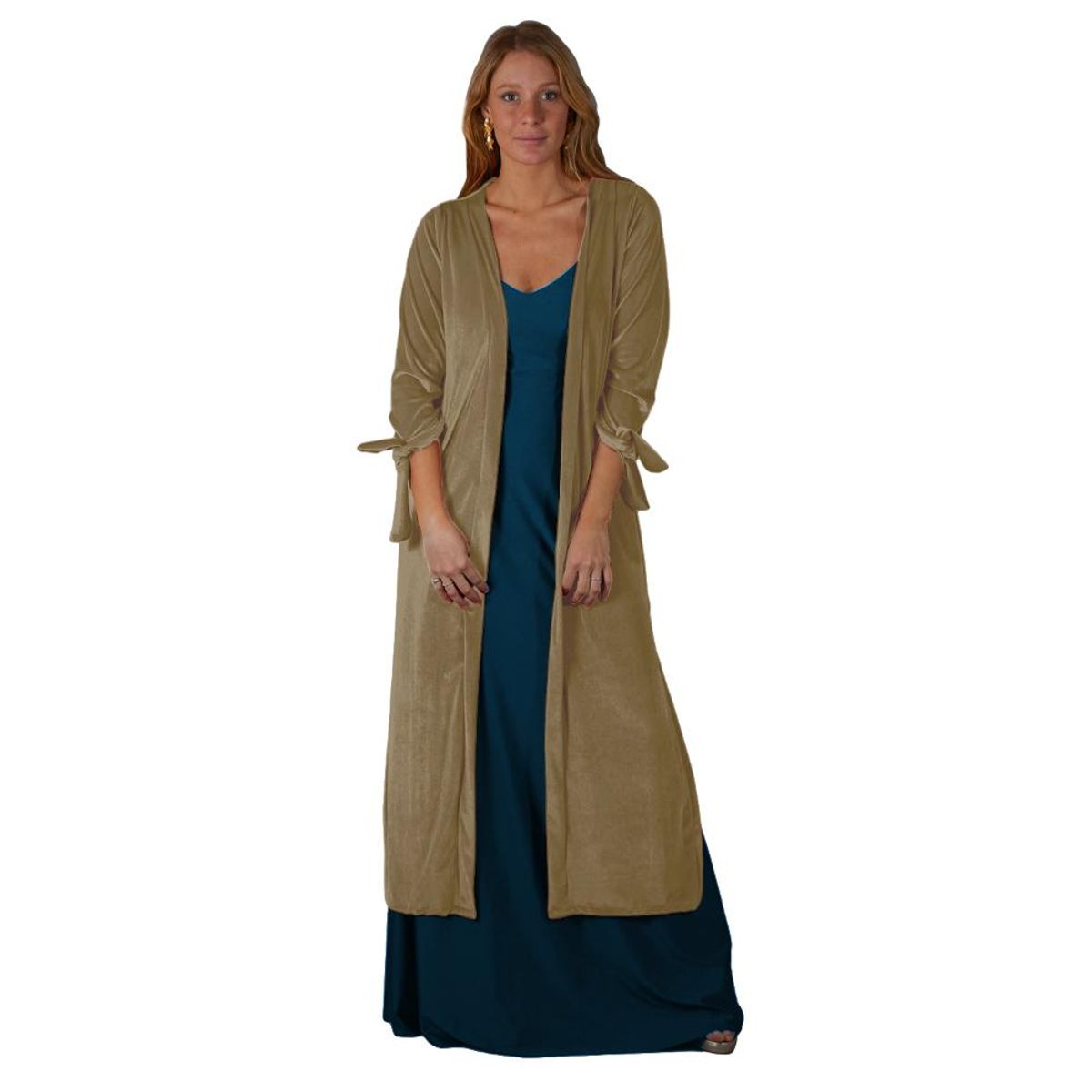 MARIA PASKARO - Tapado Kimono Largo Verona Cafe Taupe Terciopelo Maria Paskaro - Gris