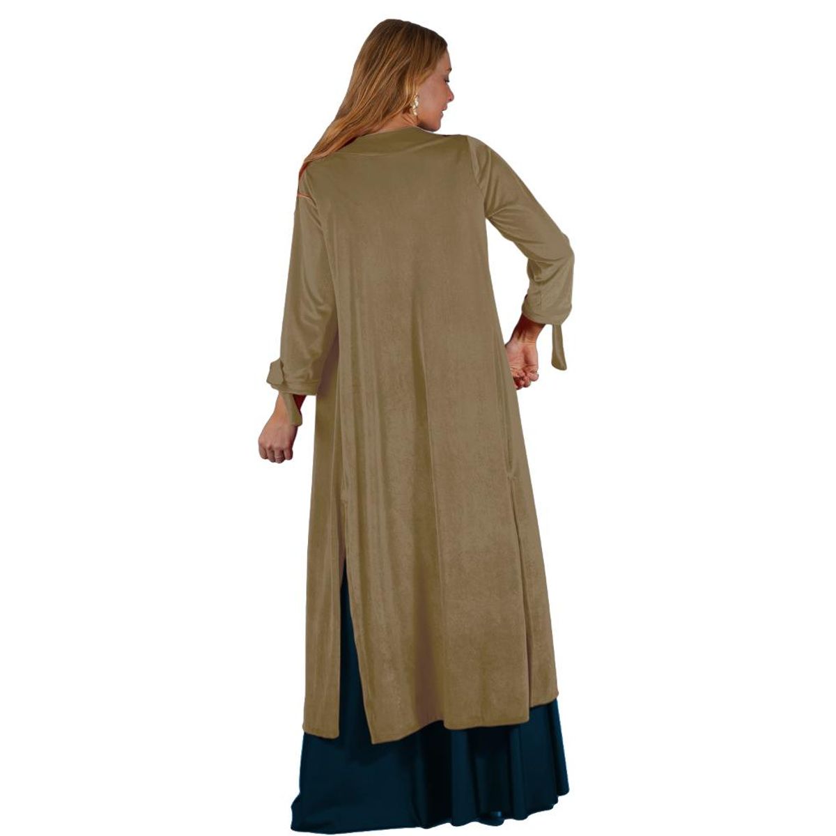MARIA PASKARO - Tapado Kimono Largo Verona Cafe Taupe Terciopelo Maria Paskaro - Gris