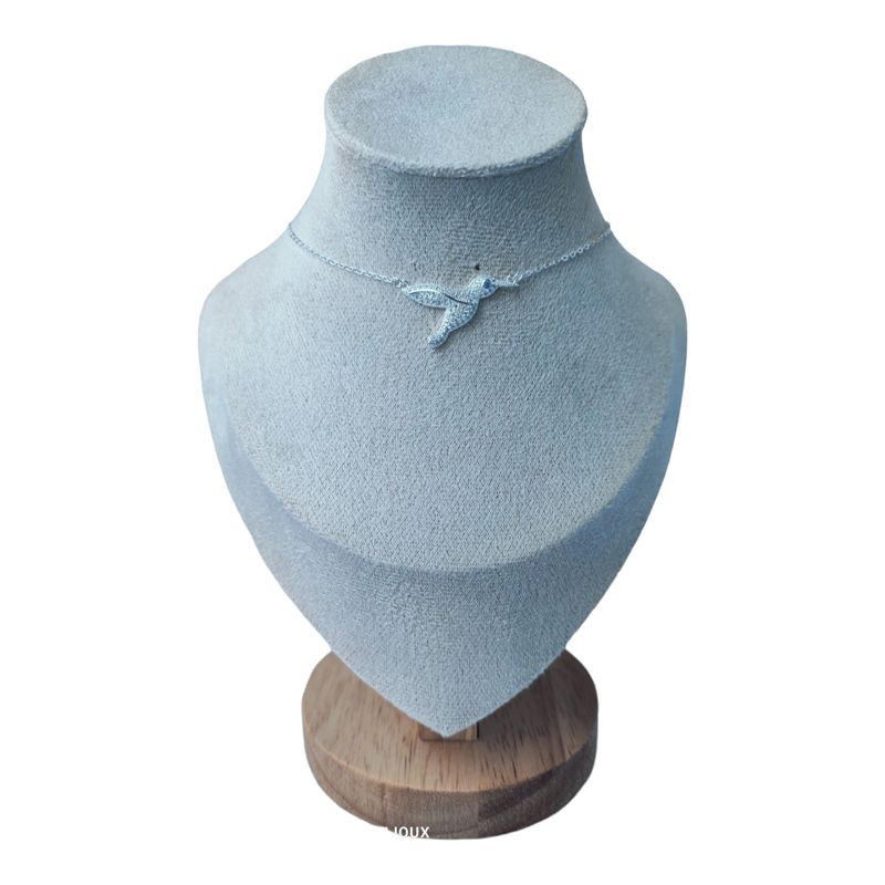 GENERICO - Collar colibrí circón agua marina de plata 925