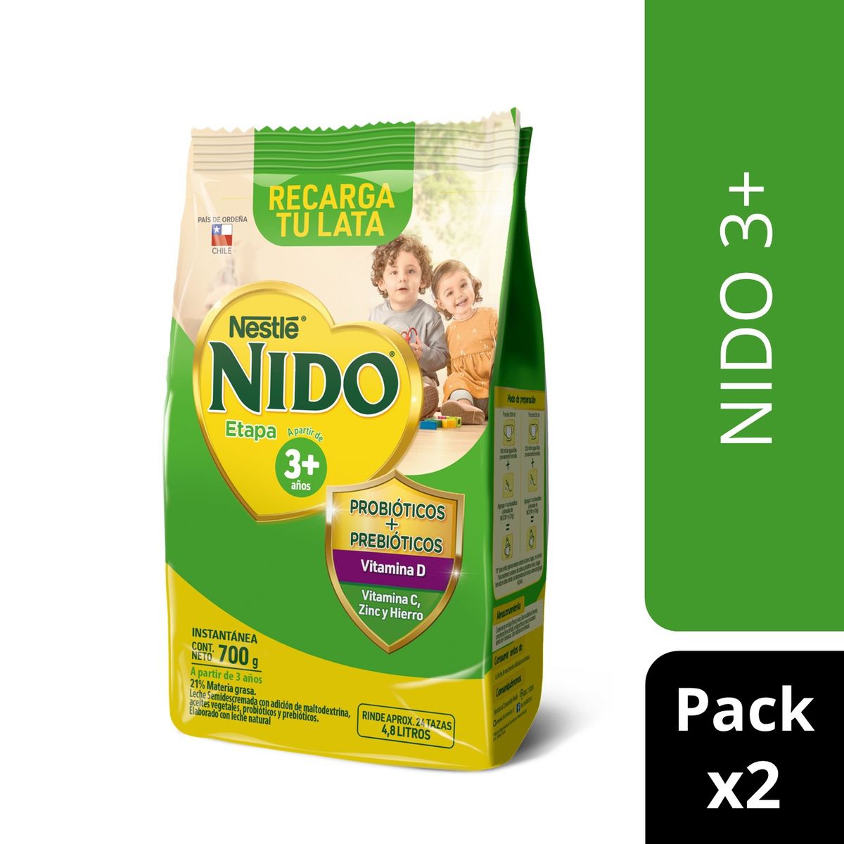 NIDO - Pack Leche En Polvo Nido® Etapa 3+ Bolsa 700g X2