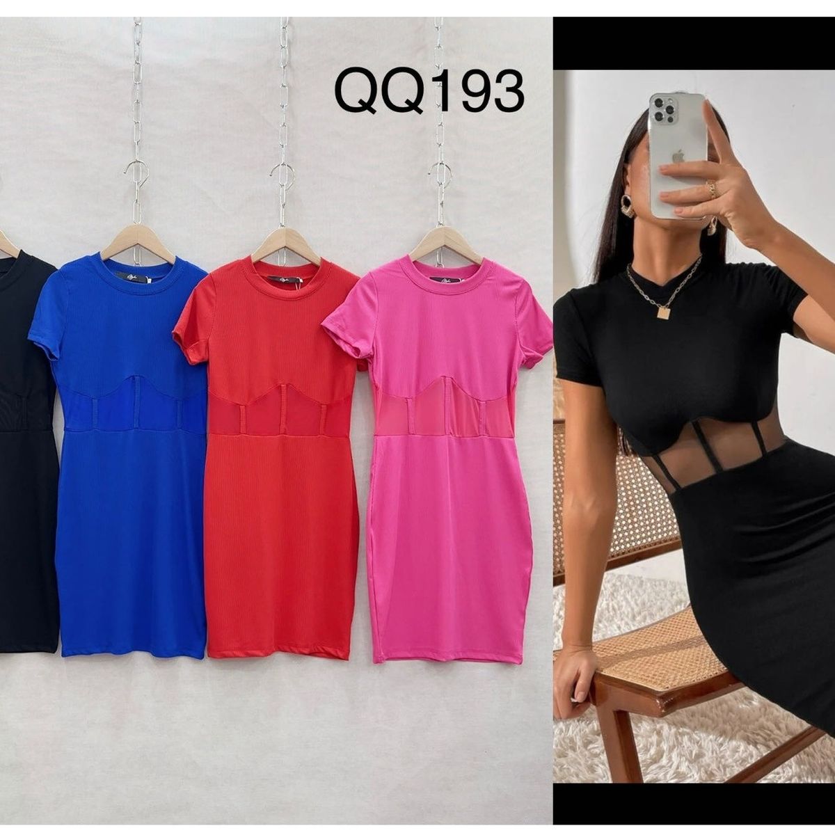 GARSIL - Elegante Vestido De Manga Cortas Para Mujer Con Transparencia