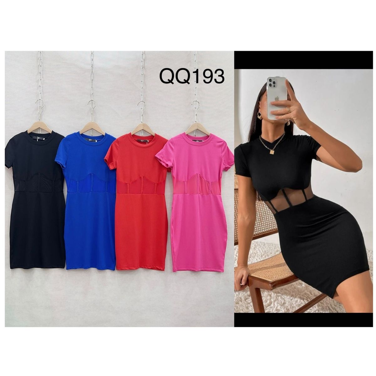 GARSIL - Elegante Vestido De Manga Cortas Para Mujer Con Transparencia