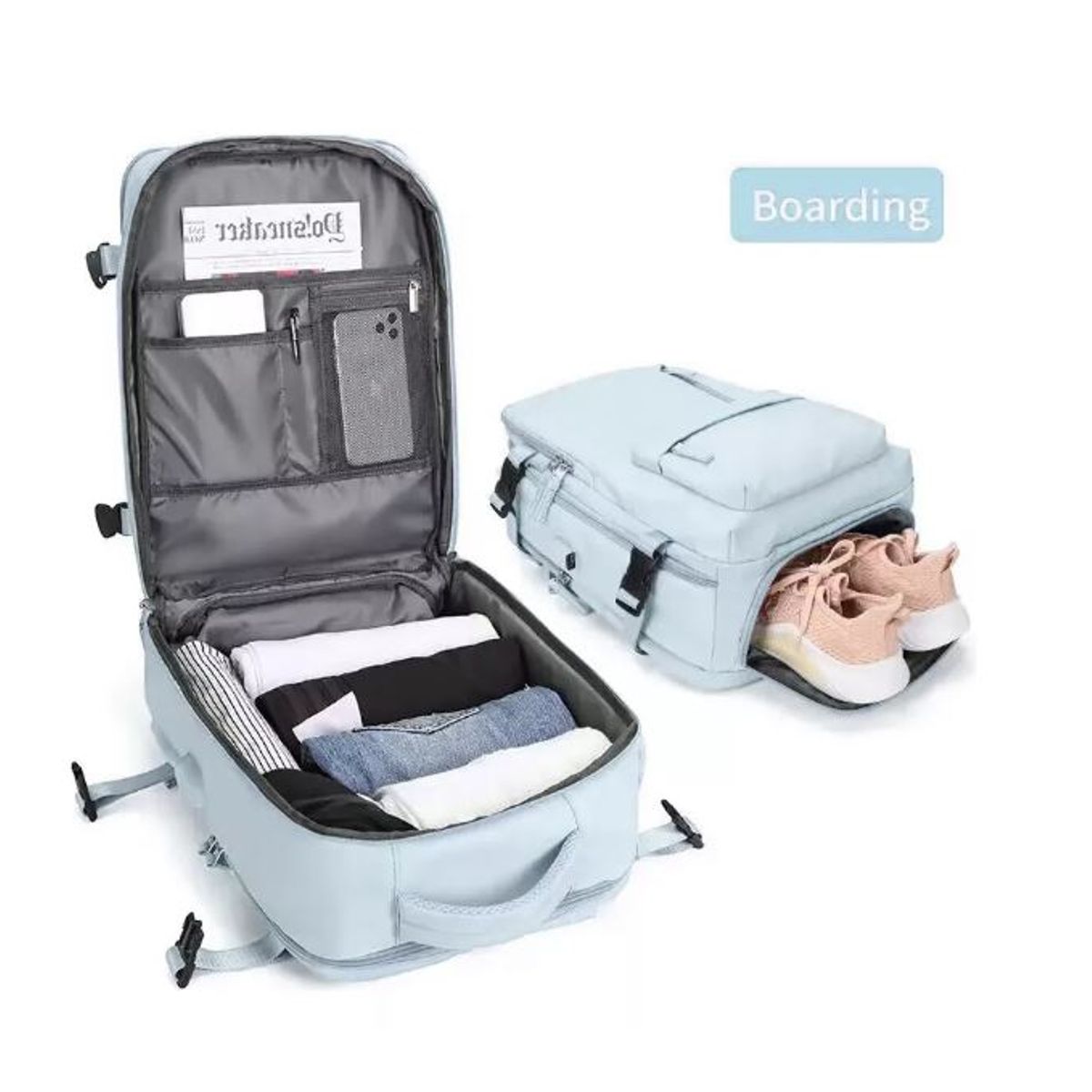 GENERICO - Mochila Viaje Cabina Avión Impermeable azul claro