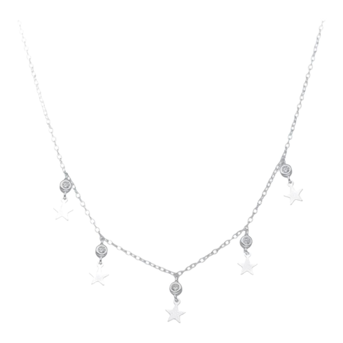 GENERICO - Collar circones estrellas colgante de plata 925