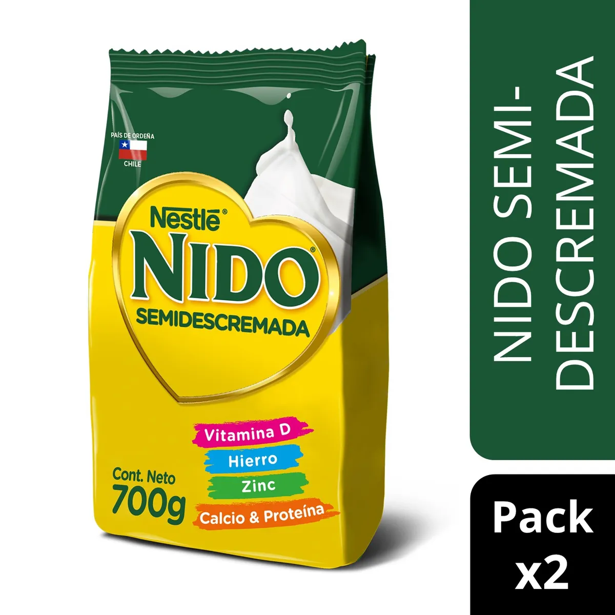 NIDO - Pack Leche En Polvo Nido® Semidescremada Bolsa 700g X2