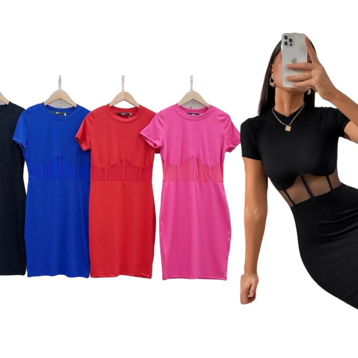 GARSIL - Elegante Vestido De Manga Cortas Para Mujer Con Transparencia